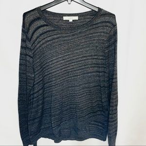 Loft Long Sleeve Top with Diagonal Line Pattern